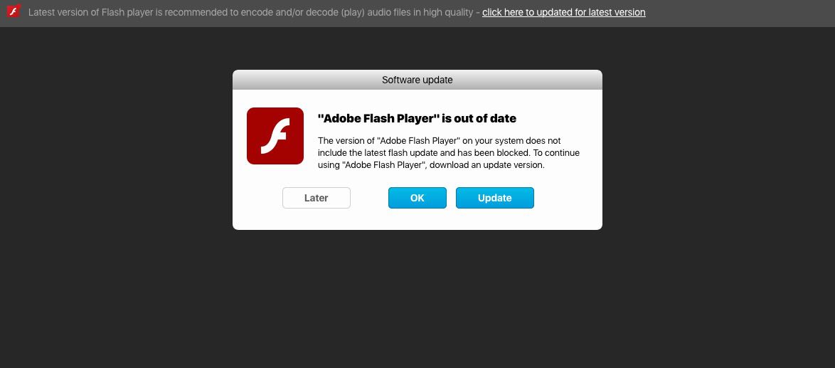 flash player is outdated osx virus